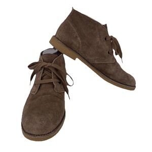 Lucky Brand Boots Women 8B Emilia Chukka Ankle Suede Leather Lace Up Brown READ
